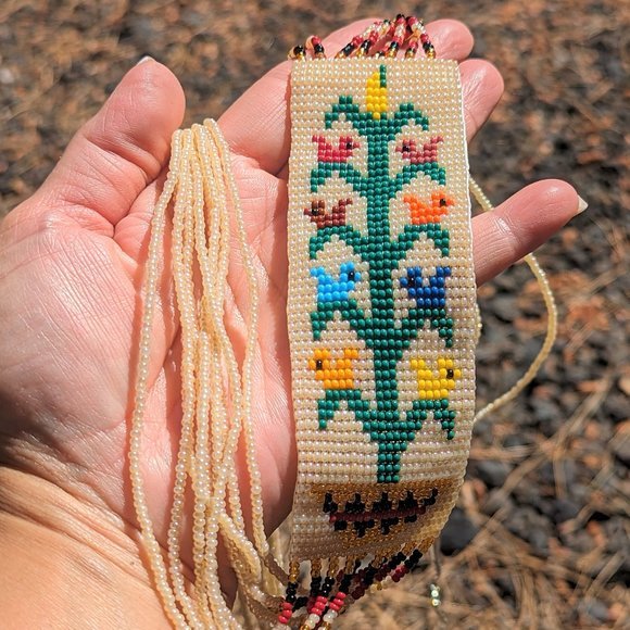 Navajo Handmade Beaded Necklace Earrings Set Rug Tree of Life Design *** - Picture 4 of 11